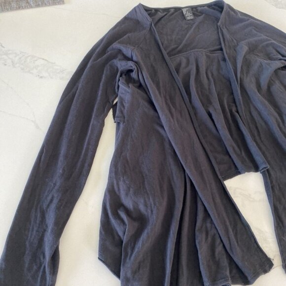 PrAna Cardigan Cascade Waterfall Open Front Sweater Organic Cotton Black Sz M - Picture 3 of 9